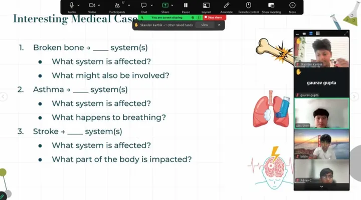 Slide on interesting medical cases, shared on Zoom