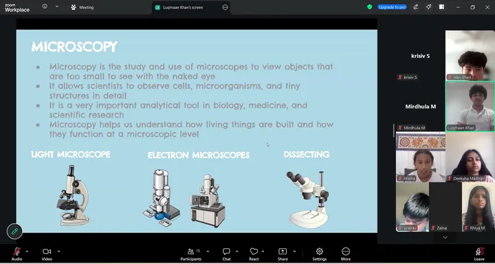 Slide on microscopy presented during a prep session