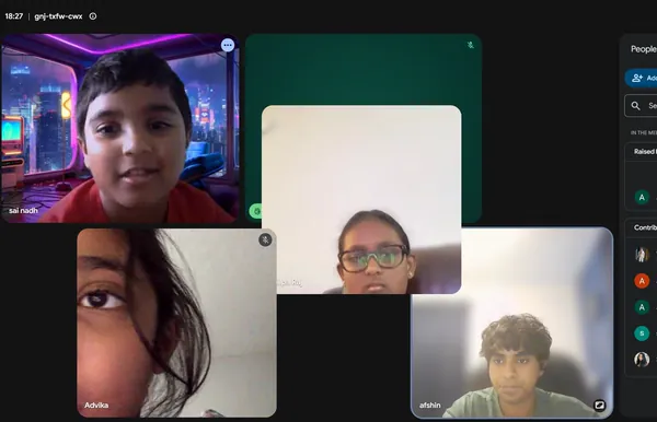 Campers on camera during a live Future Scientists session