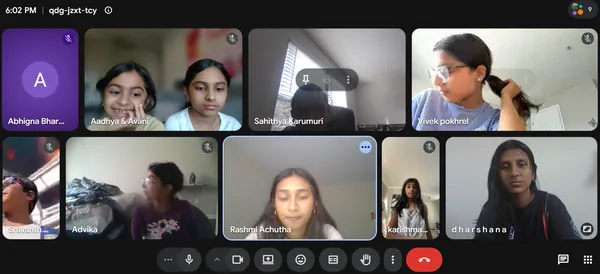 Future Scientists campers together on camera during a live session