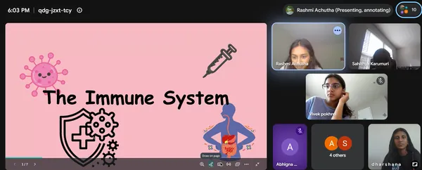 The Immune System title slide with campers on camera
