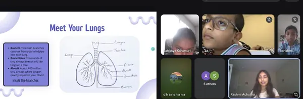 Meet Your Lungs slide presented to campers on a video call