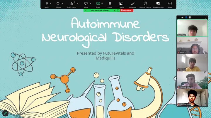Title slide: Autoimmune Neurological Disorders, presented by FutureVitals and MediQuills