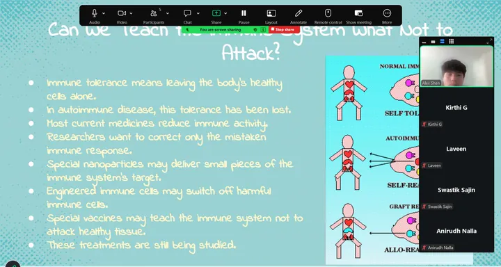 Slide asking whether the immune system can be taught what not to attack