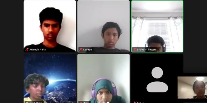 Students on camera during a live session