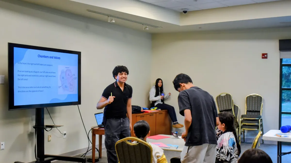 Students at the circulatory system workshop