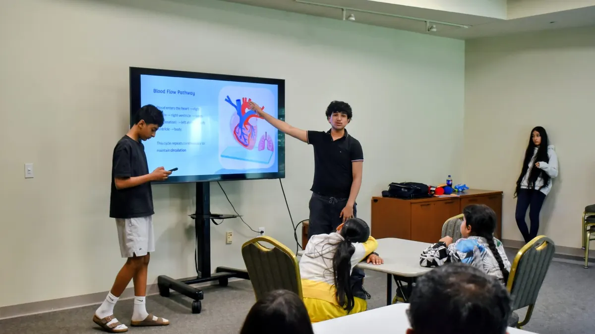 Students at the circulatory system workshop